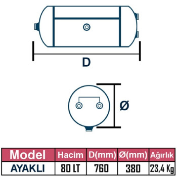 Dorse 80 LT Hava Tüpü Braketli